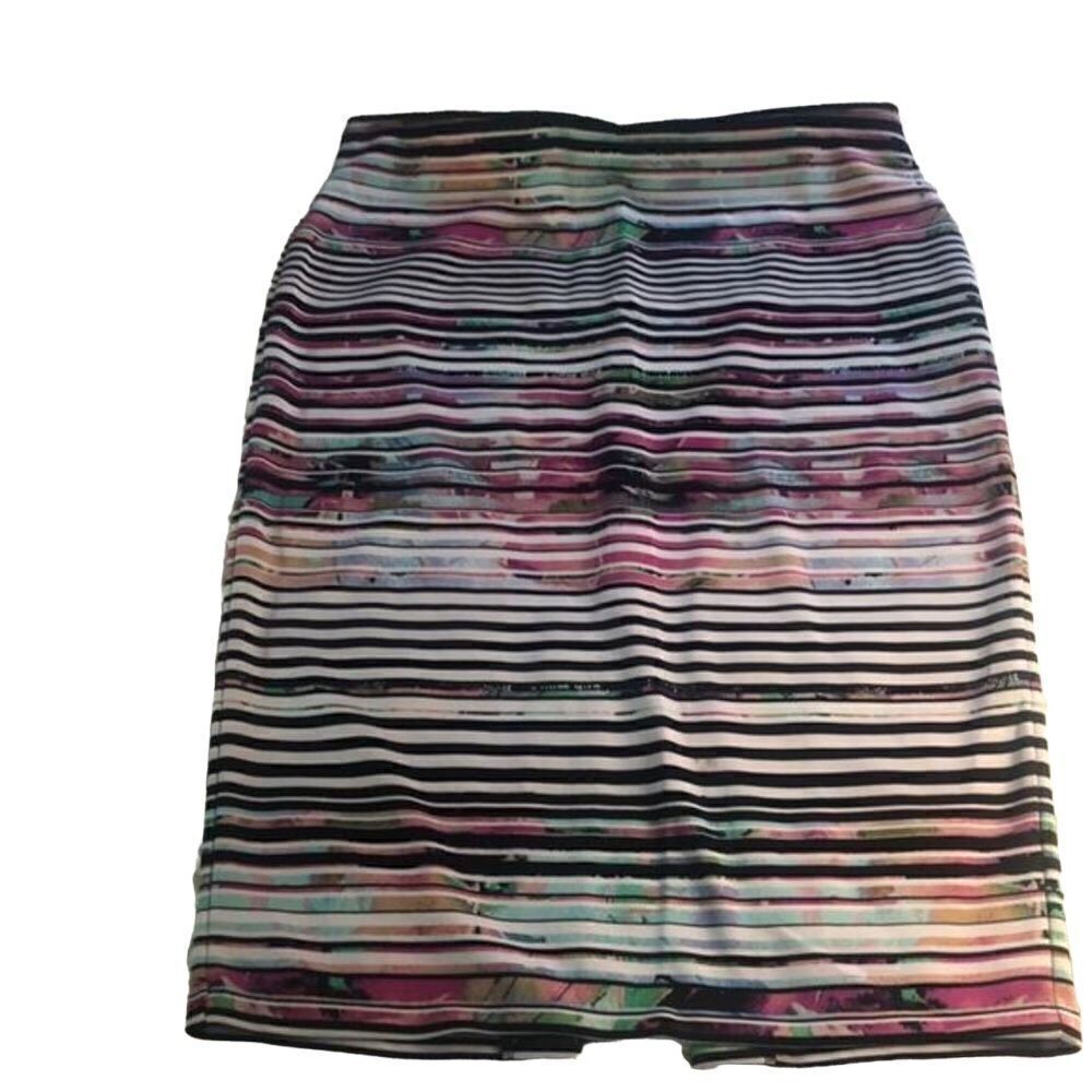 Vibrant and Bold Colorful abstract stripe skirt, stretchy flattering comfy plus